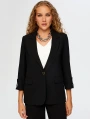 Faik Sönmez Kadın Kolu Apoletli Şık Siyah Krep Ceket UW26CKT018