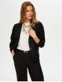 Faik Sönmez Kadın Kendinden Simli Örme Siyah Ceket UW26CKT024