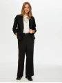 Faik Sönmez Kadın Kendinden Simli Örme Siyah Ceket UW26CKT024