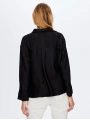 Faik Sönmez Kadın Metal Aksesuarlı Dokulu Siyah Gömlek UW26GML016