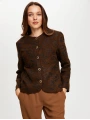 Faik Sönmez Kadın Kendinden Jakarlı Simli Kahverengi Ceket UW26CKT26