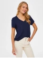 Faik Sönmez Kadın V Yaka Kısa Kol Lacivert T-Shirt B00001