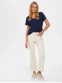 Faik Sönmez Kadın V Yaka Kısa Kol Lacivert T-Shirt B00001