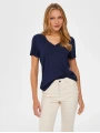 Faik Sönmez Kadın V Yaka Kısa Kol Lacivert T-Shirt B00001