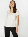 Faik Sönmez Kadın V Yaka Kısa Kol Ekru T-Shirt B00001