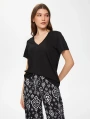 Faik Sönmez Kadın V Yaka Kısa Kol Siyah T-Shirt B00001