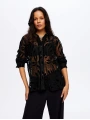 Faik Sönmez Kadın Dantelli Siyah Gömlek UW26GML018