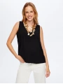 Faik Sönmez Kadın Modallı V Yaka Örme Siyah Atlet UW26ATL011