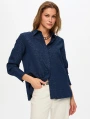 Faik Sönmez Kadın Kendinden Jakarlı Koton Karışımlı İndigo Overshirt Tunik UW26TNK015