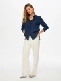 Faik Sönmez Kadın Kendinden Jakarlı Koton Karışımlı İndigo Overshirt Tunik UW26TNK015
