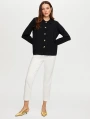 Faik Sönmez Kadın Gold Düğme Detaylı Triko Siyah Ceket Hırka UW26TRH001