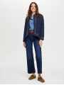 Faik Sönmez Kadın Simli Şerit Detaylı Kapitone Denim İndigo Ceket UW26CKT013