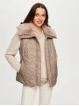 Faik Sönmez Kadın Yakası Suni Kürk Detalı Kapitone Vizon Yelek UW26KYL008
