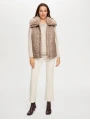 Faik Sönmez Kadın Yakası Suni Kürk Detalı Kapitone Vizon Yelek UW26KYL008