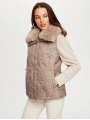 Faik Sönmez Kadın Yakası Suni Kürk Detalı Kapitone Vizon Yelek UW26KYL008