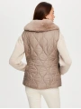 Faik Sönmez Kadın Yakası Suni Kürk Detalı Kapitone Vizon Yelek UW26KYL008