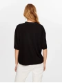Faik Sönmez Kadın Önü Taş İşli Yuvarlak Yaka Kısa Kol Siyah T-Shirt UW26TSH066