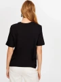 Faik Sönmez Kadın Taş Kalp Nakışlı Kısa Kollu Siyah T-Shirt UW26TSH094