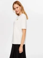 Faik Sönmez Kadın Taş Kalp Nakışlı Kısa Kollu Ekru T-Shirt UW26TSH094