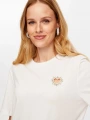 Faik Sönmez Kadın Taş Kalp Nakışlı Kısa Kollu Ekru T-Shirt UW26TSH094