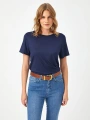 Faik Sönmez Kadın Yuvarlak Yaka Kısa Kol Lacivert T-Shirt B00002