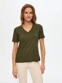 Faik Sönmez Kadın V Yaka Kısa Kol Haki T-Shirt BW26TSH008