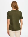 Faik Sönmez Kadın V Yaka Kısa Kol Haki T-Shirt BW26TSH008