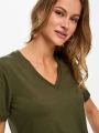 Faik Sönmez Kadın V Yaka Kısa Kol Haki T-Shirt BW26TSH008