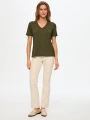 Faik Sönmez Kadın V Yaka Kısa Kol Haki T-Shirt BW26TSH008