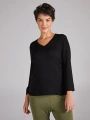 Faik Sönmez Kadın V Yaka Truvakar Kol Siyah T-Shirt B00018