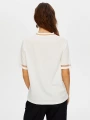 Faik Sönmez Kadın Transparan Detaylı Kısa Kollu Triko Ekru Bluz UW26TRB008