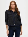 Faik Sönmez Kadın Denim Garnili Simli Örme İndigo Track Ceket UW26CKT009