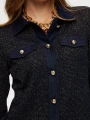 Faik Sönmez Kadın Denim Garnili Simli Örme İndigo Track Ceket UW26CKT009
