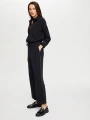 Faik Sönmez Kadın Relax Zincir Şeritli Straight Fit Modallı Örme Siyah Pantolon UW26PNT031