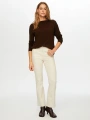 Faik Sönmez Kadın Kayık Yaka Triko Görünümlü Örme Koyu Kahve Bluz UW26BLZ009