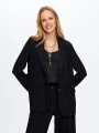 Faik Sönmez Kadın Kendinden Dokulu Astarsız Likralı Siyah Ceket UW26CKT017