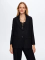 Faik Sönmez Kadın Kendinden Dokulu Astarsız Likralı Siyah Ceket UW26CKT017