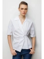 Ekol Beli Büzgülü Kısa Kollu Pamuklu Bluz 02046