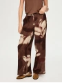 Faik Sönmez Soyut Çiçek Desen Ketenli Wide Leg Pantolon US26PNT035