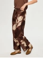 Faik Sönmez Soyut Çiçek Desen Ketenli Wide Leg Pantolon US26PNT035