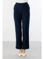 Ekol Bel Lastikli Bol Paça Lacivert Kadın Pantolon 04110