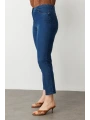 Ekol Beli Lastikli Boru Paça İndigo Mavisi Kadın Pantolon 02120