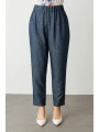 Ekol Beli Lastikli İndigo Renk Kadın Pantolon 07564