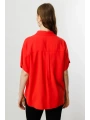 Ekol Büyük Beden Kısa Kol Mercan Renk Kadın Gömlek 03524