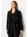 Ekol Büyük Beden Cebi Armalı Siyah Kadın Ceket 05571