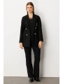Ekol Büyük Beden Cebi Armalı Siyah Kadın Ceket 05571