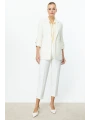 Ekol Kadın Kolu Apoletli Torba Cepli Ekru Ceket 04130