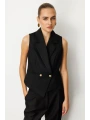 Ekol Cep Detaylı Kadın Siyah Yelek 05053