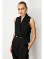 Ekol Cep Detaylı Kadın Siyah Yelek 05053