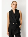 Ekol Cep Detaylı Kadın Siyah Yelek 05053